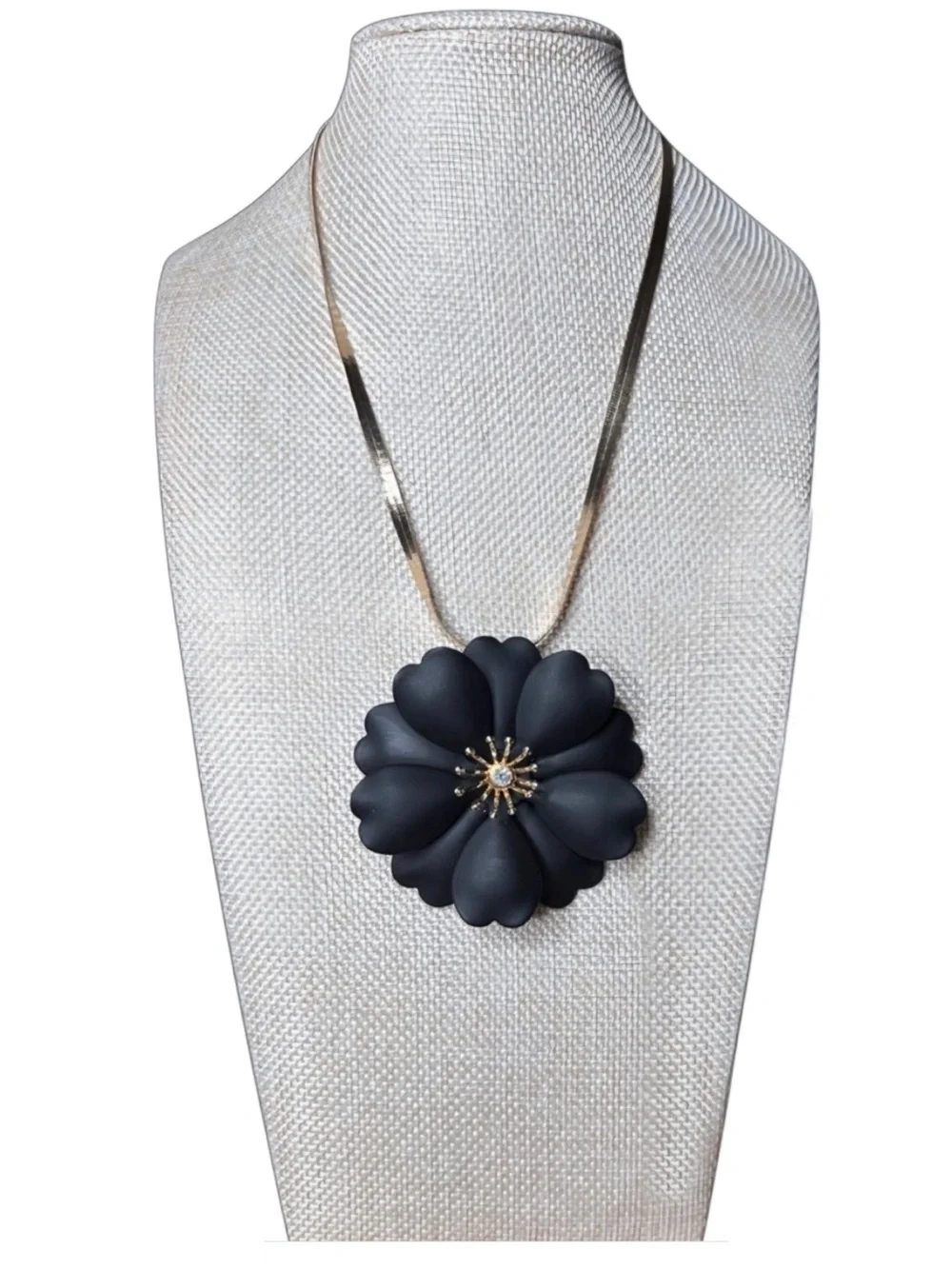 Black Flower Statement Necklace